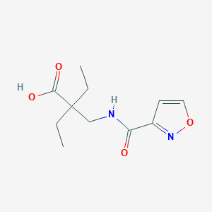 molecular formula C11H16N2O4 B6646726 2-Ethyl-2-[(1,2-oxazole-3-carbonylamino)methyl]butanoic acid 