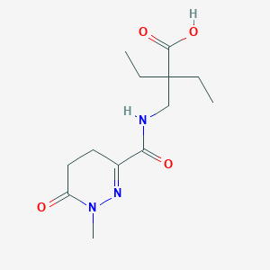 molecular formula C13H21N3O4 B6646727 2-Ethyl-2-[[(1-methyl-6-oxo-4,5-dihydropyridazine-3-carbonyl)amino]methyl]butanoic acid 