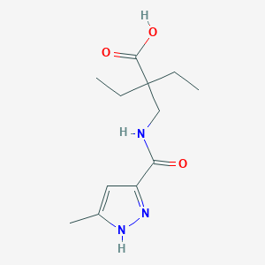 molecular formula C12H19N3O3 B6646735 2-ethyl-2-[[(5-methyl-1H-pyrazole-3-carbonyl)amino]methyl]butanoic acid 