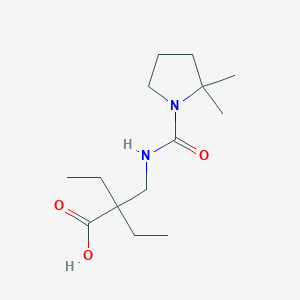 molecular formula C14H26N2O3 B6646741 2-[[(2,2-Dimethylpyrrolidine-1-carbonyl)amino]methyl]-2-ethylbutanoic acid 