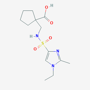 molecular formula C13H21N3O4S B6646765 1-[[(1-Ethyl-2-methylimidazol-4-yl)sulfonylamino]methyl]cyclopentane-1-carboxylic acid 