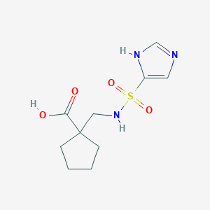 molecular formula C10H15N3O4S B6646774 1-[(1H-imidazol-5-ylsulfonylamino)methyl]cyclopentane-1-carboxylic acid 
