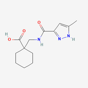 molecular formula C13H19N3O3 B6646793 1-[[(5-methyl-1H-pyrazole-3-carbonyl)amino]methyl]cyclohexane-1-carboxylic acid 