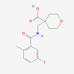 molecular formula C15H18FNO4 B6646794 4-[[(5-Fluoro-2-methylbenzoyl)amino]methyl]oxane-4-carboxylic acid 