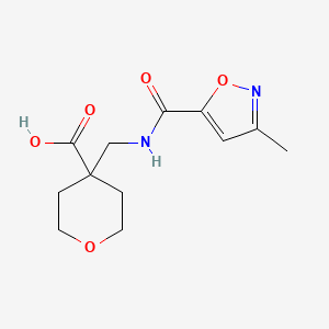 molecular formula C12H16N2O5 B6646806 4-[[(3-Methyl-1,2-oxazole-5-carbonyl)amino]methyl]oxane-4-carboxylic acid 