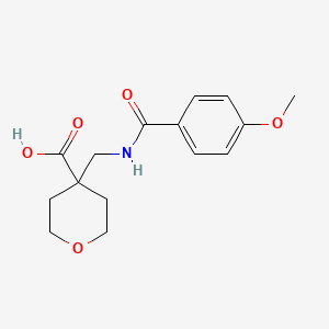 molecular formula C15H19NO5 B6646808 4-[[(4-Methoxybenzoyl)amino]methyl]oxane-4-carboxylic acid 