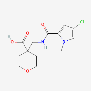 4-[[(4-Chloro-1-methylpyrrole-2-carbonyl)amino]methyl]oxane-4-carboxylic acid