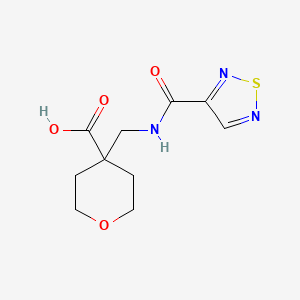 molecular formula C10H13N3O4S B6646843 4-[(1,2,5-Thiadiazole-3-carbonylamino)methyl]oxane-4-carboxylic acid 