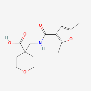 molecular formula C14H19NO5 B6646854 4-[[(2,5-Dimethylfuran-3-carbonyl)amino]methyl]oxane-4-carboxylic acid 