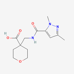 molecular formula C13H19N3O4 B6646874 4-[[(2,5-Dimethylpyrazole-3-carbonyl)amino]methyl]oxane-4-carboxylic acid 