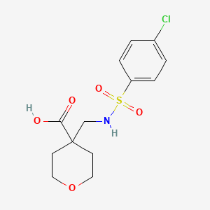 molecular formula C13H16ClNO5S B6646903 4-[[(4-Chlorophenyl)sulfonylamino]methyl]oxane-4-carboxylic acid 