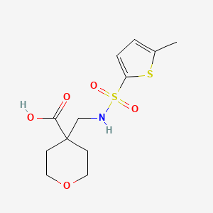 molecular formula C12H17NO5S2 B6646918 4-[[(5-Methylthiophen-2-yl)sulfonylamino]methyl]oxane-4-carboxylic acid 