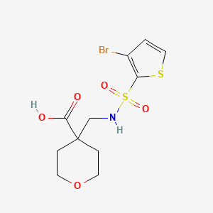 molecular formula C11H14BrNO5S2 B6646934 4-[[(3-Bromothiophen-2-yl)sulfonylamino]methyl]oxane-4-carboxylic acid 
