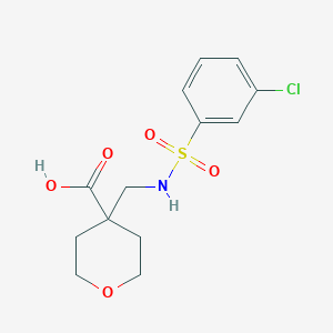 molecular formula C13H16ClNO5S B6646936 4-[[(3-Chlorophenyl)sulfonylamino]methyl]oxane-4-carboxylic acid 