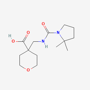 molecular formula C14H24N2O4 B6646949 4-[[(2,2-Dimethylpyrrolidine-1-carbonyl)amino]methyl]oxane-4-carboxylic acid 