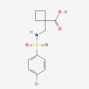 molecular formula C12H14BrNO4S B6646959 1-[[(4-Bromophenyl)sulfonylamino]methyl]cyclobutane-1-carboxylic acid 