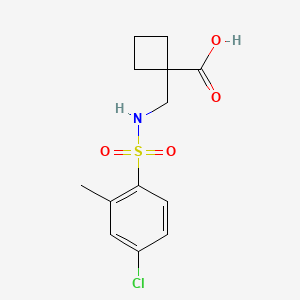 molecular formula C13H16ClNO4S B6646967 1-[[(4-Chloro-2-methylphenyl)sulfonylamino]methyl]cyclobutane-1-carboxylic acid 