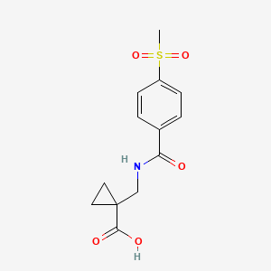 molecular formula C13H15NO5S B6646979 1-[[(4-Methylsulfonylbenzoyl)amino]methyl]cyclopropane-1-carboxylic acid 