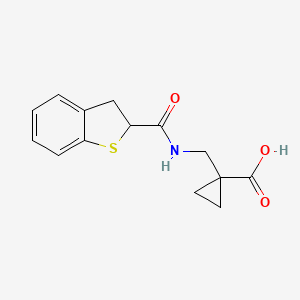 molecular formula C14H15NO3S B6646984 1-[(2,3-Dihydro-1-benzothiophene-2-carbonylamino)methyl]cyclopropane-1-carboxylic acid 