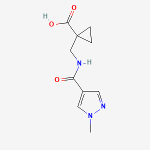 molecular formula C10H13N3O3 B6646985 1-[[(1-Methylpyrazole-4-carbonyl)amino]methyl]cyclopropane-1-carboxylic acid 