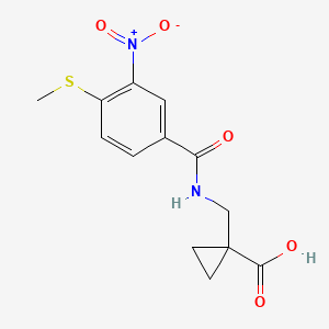 molecular formula C13H14N2O5S B6646992 1-[[(4-Methylsulfanyl-3-nitrobenzoyl)amino]methyl]cyclopropane-1-carboxylic acid 