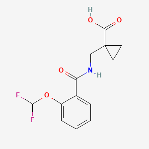 molecular formula C13H13F2NO4 B6646995 1-[[[2-(Difluoromethoxy)benzoyl]amino]methyl]cyclopropane-1-carboxylic acid 