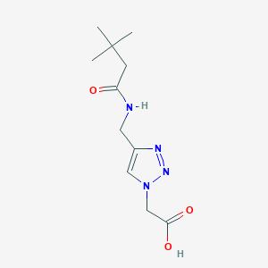 molecular formula C11H18N4O3 B6647039 2-[4-[(3,3-Dimethylbutanoylamino)methyl]triazol-1-yl]acetic acid 