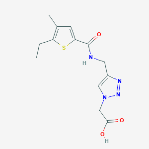 molecular formula C13H16N4O3S B6647053 2-[4-[[(5-Ethyl-4-methylthiophene-2-carbonyl)amino]methyl]triazol-1-yl]acetic acid 