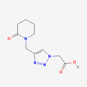 molecular formula C10H14N4O3 B6647061 2-[4-[(2-Oxopiperidin-1-yl)methyl]triazol-1-yl]acetic acid 