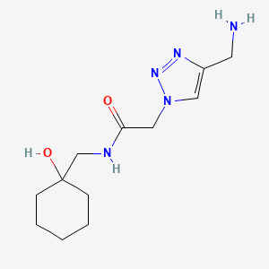 molecular formula C12H21N5O2 B6647066 2-[4-(aminomethyl)triazol-1-yl]-N-[(1-hydroxycyclohexyl)methyl]acetamide 