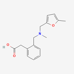 molecular formula C16H19NO3 B6647081 2-[2-[[Methyl-[(5-methylfuran-2-yl)methyl]amino]methyl]phenyl]acetic acid 