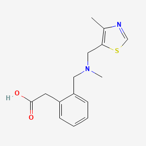 molecular formula C15H18N2O2S B6647088 2-[2-[[Methyl-[(4-methyl-1,3-thiazol-5-yl)methyl]amino]methyl]phenyl]acetic acid 