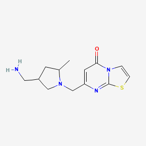 molecular formula C13H18N4OS B6647096 7-[[4-(Aminomethyl)-2-methylpyrrolidin-1-yl]methyl]-[1,3]thiazolo[3,2-a]pyrimidin-5-one 