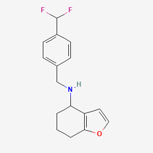 molecular formula C16H17F2NO B6647134 N-[[4-(difluoromethyl)phenyl]methyl]-4,5,6,7-tetrahydro-1-benzofuran-4-amine 