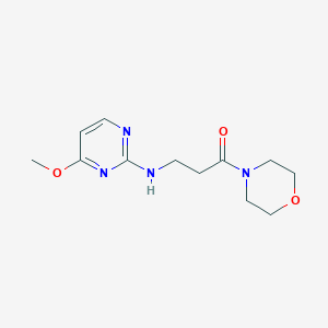 molecular formula C12H18N4O3 B6647255 3-[(4-Methoxypyrimidin-2-yl)amino]-1-morpholin-4-ylpropan-1-one 