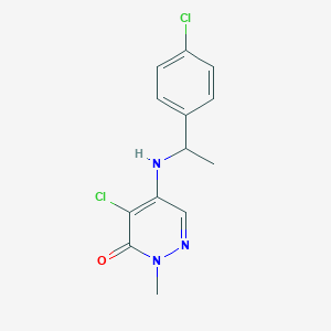 molecular formula C13H13Cl2N3O B6647262 4-Chloro-5-[1-(4-chlorophenyl)ethylamino]-2-methylpyridazin-3-one 