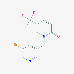 molecular formula C12H8BrF3N2O B6647272 1-[(5-Bromopyridin-3-yl)methyl]-5-(trifluoromethyl)pyridin-2-one 