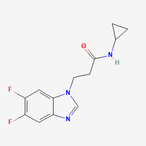 molecular formula C13H13F2N3O B6647279 N-cyclopropyl-3-(5,6-difluorobenzimidazol-1-yl)propanamide 