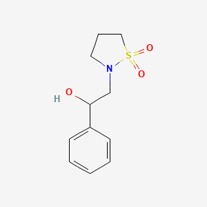 molecular formula C11H15NO3S B6647299 2-(1,1-Dioxo-1,2-thiazolidin-2-yl)-1-phenylethanol 