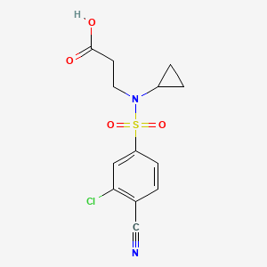 molecular formula C13H13ClN2O4S B6647325 3-[(3-Chloro-4-cyanophenyl)sulfonyl-cyclopropylamino]propanoic acid 
