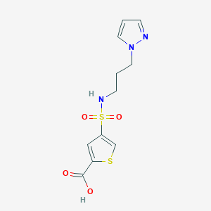molecular formula C11H13N3O4S2 B6647328 4-(3-Pyrazol-1-ylpropylsulfamoyl)thiophene-2-carboxylic acid 