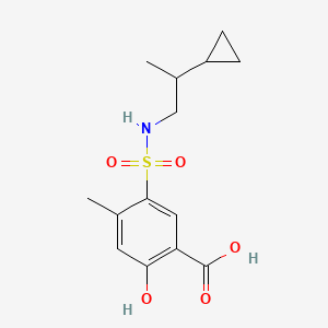 molecular formula C14H19NO5S B6647330 5-(2-Cyclopropylpropylsulfamoyl)-2-hydroxy-4-methylbenzoic acid 
