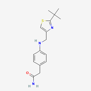 molecular formula C16H21N3OS B6647336 2-[4-[(2-Tert-butyl-1,3-thiazol-4-yl)methylamino]phenyl]acetamide 