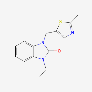 molecular formula C14H15N3OS B6647361 1-Ethyl-3-[(2-methyl-1,3-thiazol-5-yl)methyl]benzimidazol-2-one 