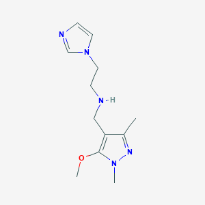 molecular formula C12H19N5O B6647394 2-imidazol-1-yl-N-[(5-methoxy-1,3-dimethylpyrazol-4-yl)methyl]ethanamine 