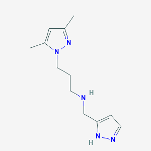 molecular formula C12H19N5 B6647409 3-(3,5-dimethylpyrazol-1-yl)-N-(1H-pyrazol-5-ylmethyl)propan-1-amine 