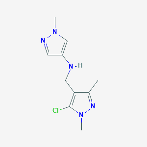 molecular formula C10H14ClN5 B6647413 N-[(5-chloro-1,3-dimethylpyrazol-4-yl)methyl]-1-methylpyrazol-4-amine 