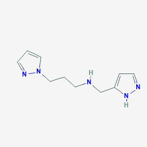 molecular formula C10H15N5 B6647414 3-pyrazol-1-yl-N-(1H-pyrazol-5-ylmethyl)propan-1-amine 