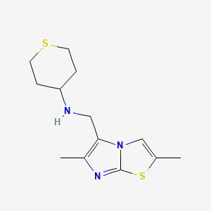 N-[(2,6-dimethylimidazo[2,1-b][1,3]thiazol-5-yl)methyl]thian-4-amine