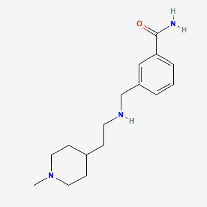 molecular formula C16H25N3O B6647480 3-[[2-(1-Methylpiperidin-4-yl)ethylamino]methyl]benzamide 